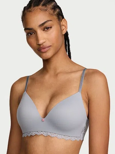 Victoria's Secret Dream Angels Smooth & Lace Wireless Push-up Bra In Gray