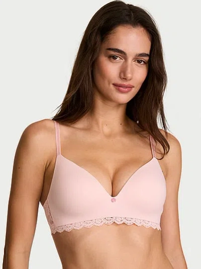 Victoria's Secret Dream Angels Smooth & Lace Wireless Push-up Bra In Pink