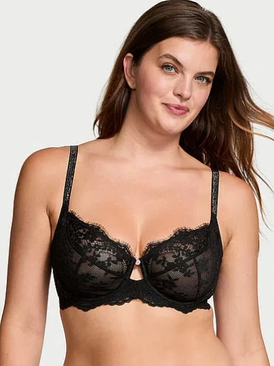 Victoria's Secret Dream Angels The Fabulous By Twinkle Lace Full-cup Bra In Black