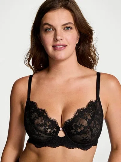 Victoria's Secret Dream Angels The Fabulous By Unlined Lace Full-cup Bra In Black