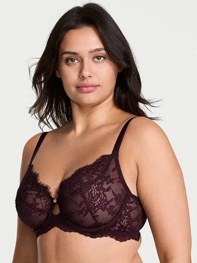 Victoria's Secret Dream Angels The Fabulous By Unlined Lace Full-cup Bra In Purple
