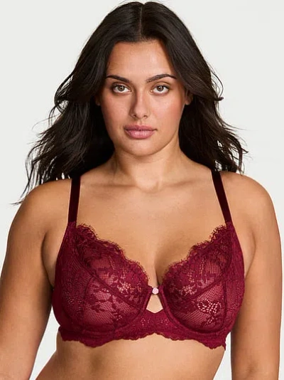 Victoria's Secret Dream Angels The Fabulous By Unlined Lace Full-cup Bra In Red