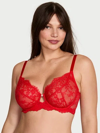 Victoria's Secret Dream Angels The Fabulous By Unlined Lace Full-cup Bra In Red