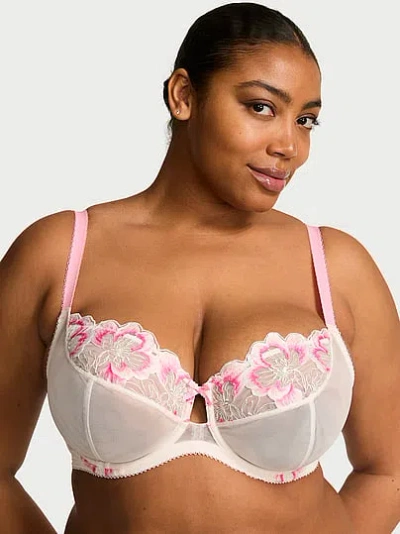 Victoria's Secret Dream Angels The Fabulous By Unlined Peony Embroidery Full-cup Bra In Pink