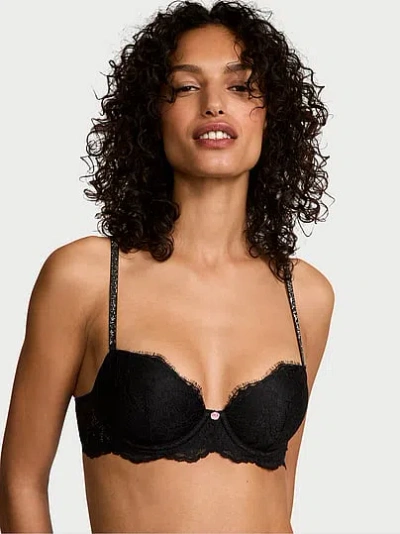Victoria's Secret Dream Angels Twinkle Lace Lightly Lined Demi Bra In Black