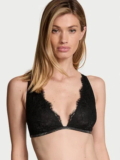 Victoria's Secret Dream Angels Twinkle Lace Triangle Bra In Black