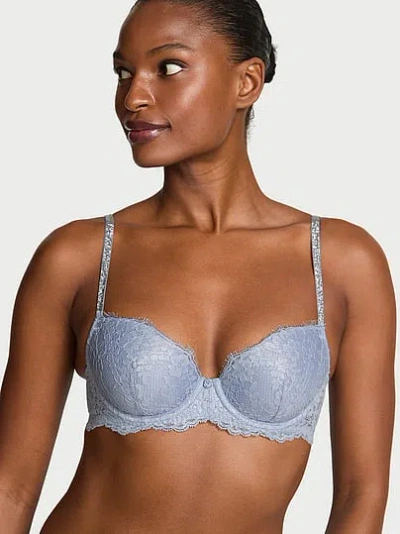 Victoria's Secret Dream Angels Twinkle Silver Lace Lightly Lined Demi Bra In Animal Print