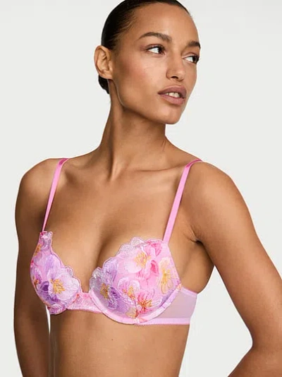 Victoria's Secret Dream Angels Watercolor Embroidery Push-up Bra In Pink