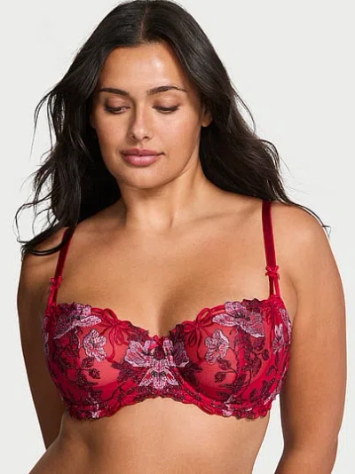 Victoria's Secret Dream Angels Wicked Beautiful Bows Embroidery Unlined Balconette Bra In Multi