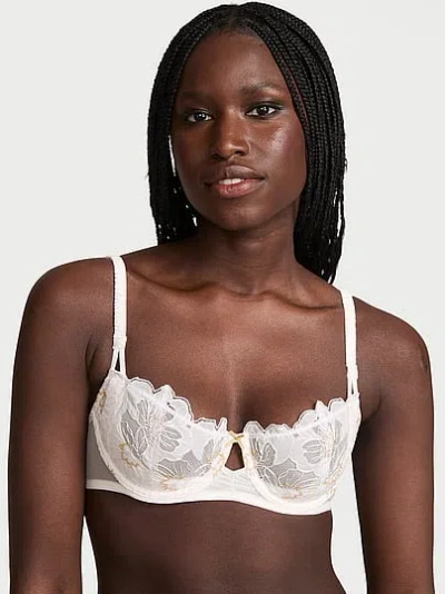 Victoria's Secret Dream Angels Wicked Peony Embroidery Unlined Balconette Bra In White