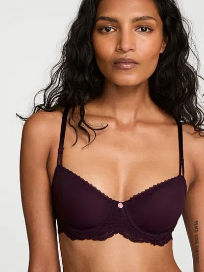 Victoria's Secret Dream Angels Wicked Sheer Unlined Balconette Bra In Purple