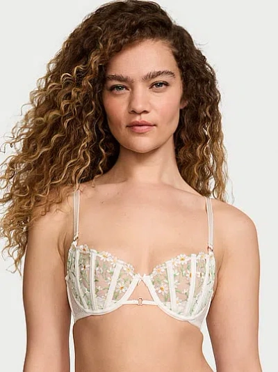 Victoria's Secret Dream Angels Wicked Unlined Daisy Chain Embroidery Balconette Bra In Neutral