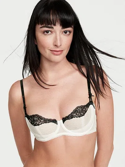 Victoria's Secret Dream Angels Wicked Unlined Dotted Mesh Balconette Bra In White