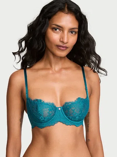Victoria's Secret Dream Angels Wicked Unlined Lace Balconette Bra In Green