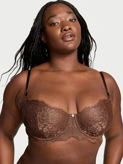 Victoria's Secret Dream Angels Wicked Unlined Lace Balconette Bra In Brown