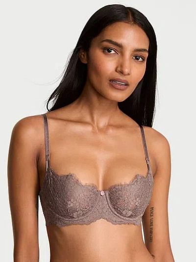Victoria's Secret Dream Angels Wicked Unlined Lace Balconette Bra In Gray