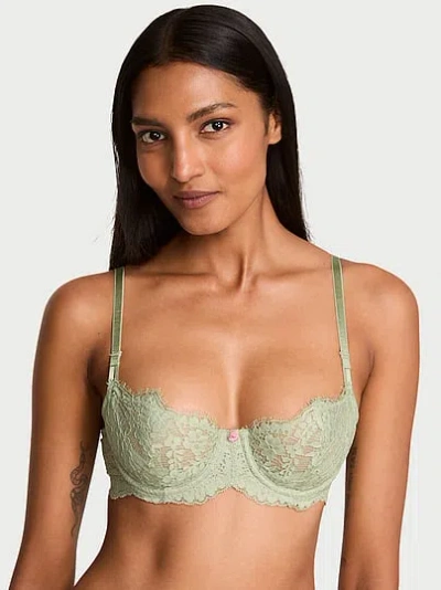 Victoria's Secret Dream Angels Wicked Unlined Lace Balconette Bra In Green