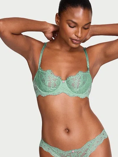 Victoria's Secret Dream Angels Wicked Unlined Lace Balconette Bra In Green