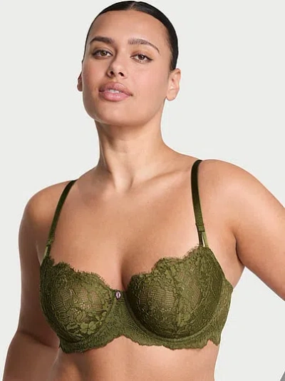 Victoria's Secret Dream Angels Wicked Unlined Lace Balconette Bra In Green