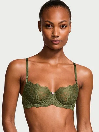 Victoria's Secret Dream Angels Wicked Unlined Lace Balconette Bra In Green