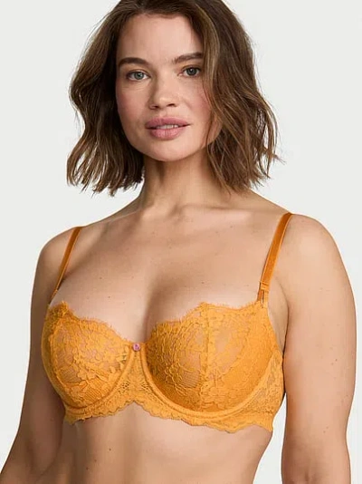 Victoria's Secret Dream Angels Wicked Unlined Lace Balconette Bra In Orange
