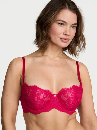 Victoria's Secret Dream Angels Wicked Unlined Lace Balconette Bra In Red