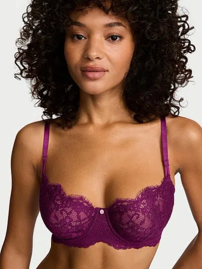 Victoria's Secret Dream Angels Wicked Unlined Lace Balconette Bra In Purple
