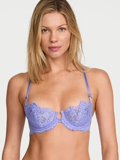 Victoria's Secret Dream Angels Wicked Unlined Lace Racerback Balconette Bra In Blue