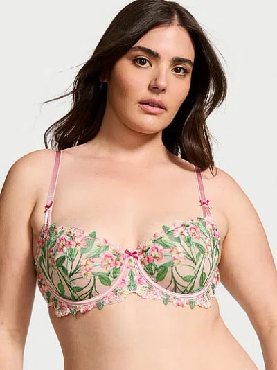 Victoria's Secret Dream Angels Wicked Unlined Lily Embroidery Balconette Bra In Green