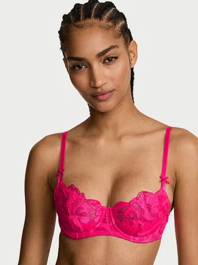 Victoria's Secret Dream Angels Wicked Unlined Pop Floral Embroidery Balconette Bra In Pink