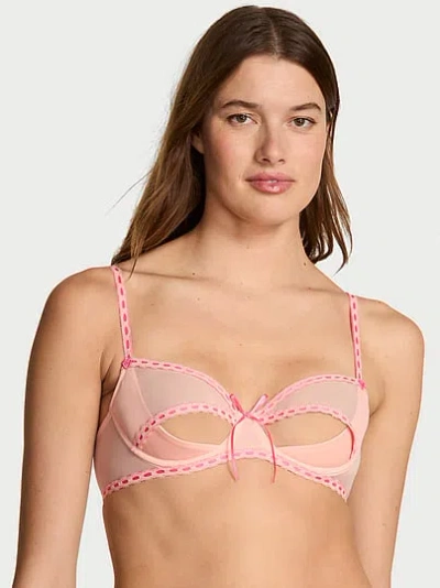 Victoria's Secret Dream Angels Wicked Unlined Ribbon Slot Open-cup Balconette Bra In Pink