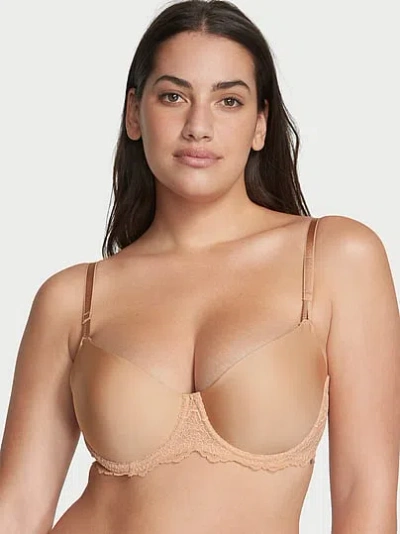 Victoria's Secret Dream Angels Wicked Unlined Smooth & Lace Balconette Bra In Brown