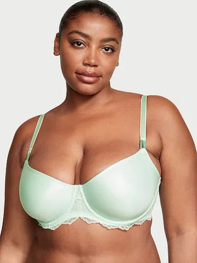 Victoria's Secret Dream Angels Wicked Unlined Smooth Shimmer Balconette Bra In Green