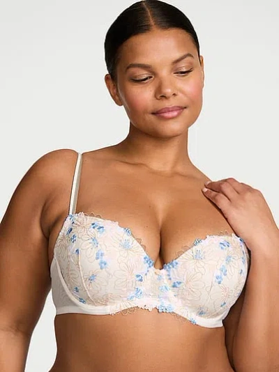 Victoria's Secret Dream Angels Wildflower Embroidery Lightly Lined Demi Bra In White