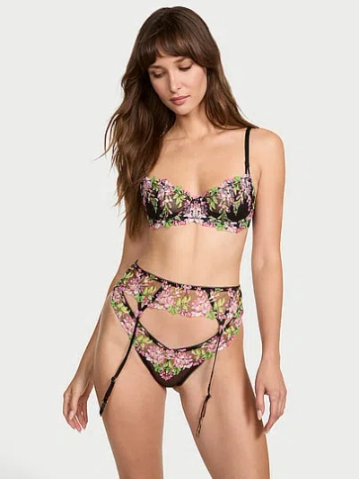 Victoria's Secret Dream Angels Wisteria Embroidery Garter Belt In Multi