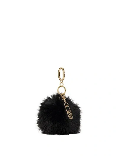 Victoria's Secret Faux Fur Pom Bag Charm Keychain In Black