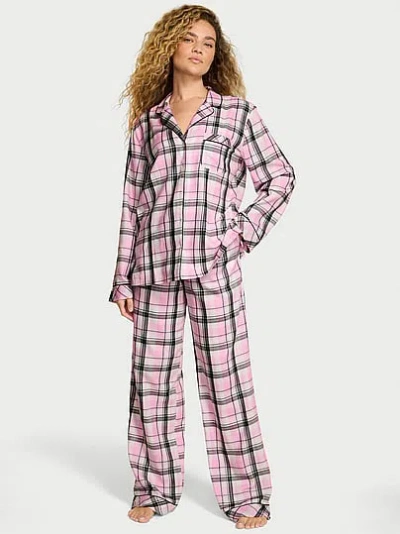 Victoria's Secret Flannel Long Pajama Set In Multi