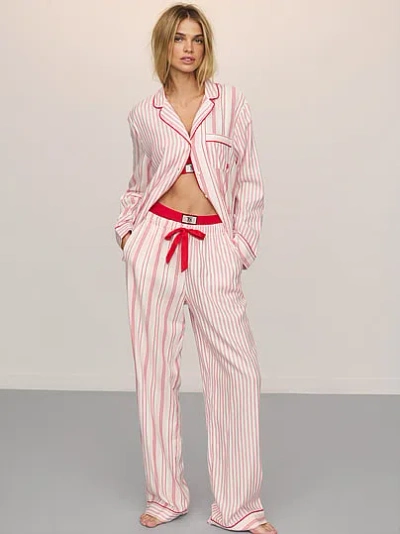 Victoria's Secret Flannel Long Pajama Set In Pink