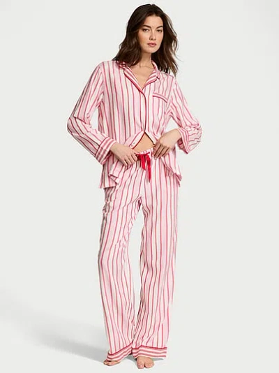 Victoria's Secret Flannel Long Pajama Set In Pink