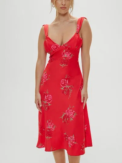 Victoria's Secret Frankies Bikinis Aurora Satin Midi Dress In Red
