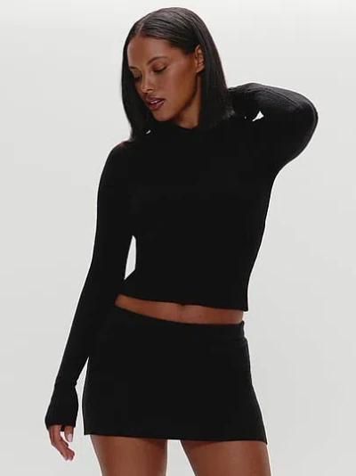 Victoria's Secret Frankies Bikinis Hazel Cloud Knit Hoodie In Black