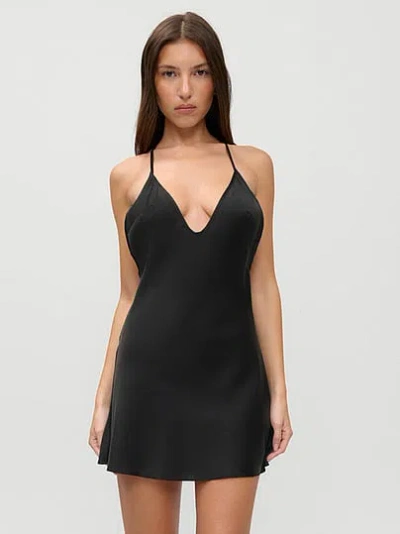 Victoria's Secret Frankies Bikinis Jennie X Colette Silk Mini Dress In Black