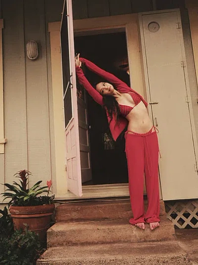 Victoria's Secret Frankies Bikinis Jennie X Ela Knit Pant In Red
