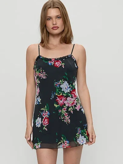 Victoria's Secret Frankies Bikinis Josie Chiffon Mini Dress In Black