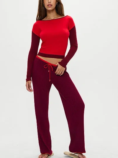 Victoria's Secret Frankies Bikinis Lochlin Ribbed Knit Pant In Red