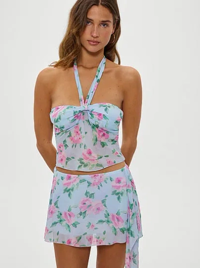 Victoria's Secret Frankies Bikinis Maribel Chiffon Halter Top In Blue