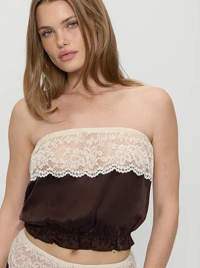 Victoria's Secret Frankies Bikinis Rosie Silk Sleeveless Blouse In Brown