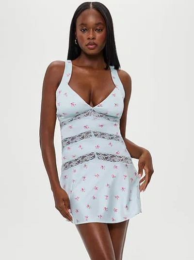 Victoria's Secret Frankies Bikinis Sedona Satin Mini Dress In Blue