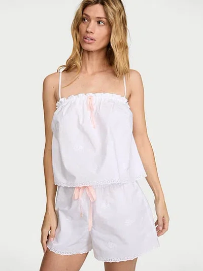 Victoria's Secret Heritage Cotton Eyelet Short Pajama Set In White