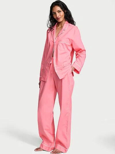 Victoria's Secret Heritage Cotton Long Pajama Set In Pink